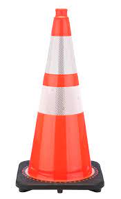 28” orange cones 10lb with collars w/ stencil