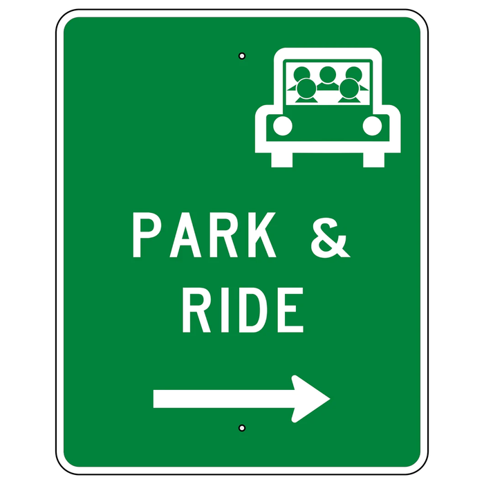 D4-2 24X30  ‘PARK – RIDE w/ right arrow  white on green